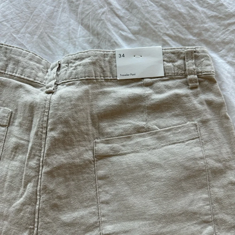 NWT ONIA Men's Stretch Linen Traveler‎ Pant in Stone Size 34